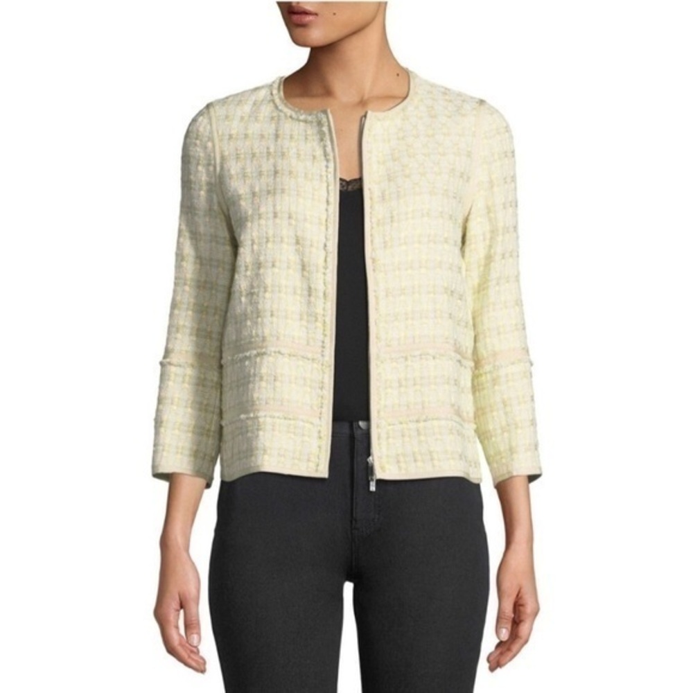 ✅ Lafayette 148 Jacket Aisha Cloud in Green White Tweed